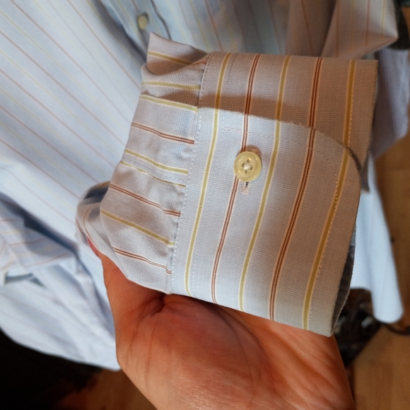 Brooks Brothers Slim Fit Blue 1/2-36 Button Down Front Pocket Long Sleeves Shirt - Picture 4 of 7